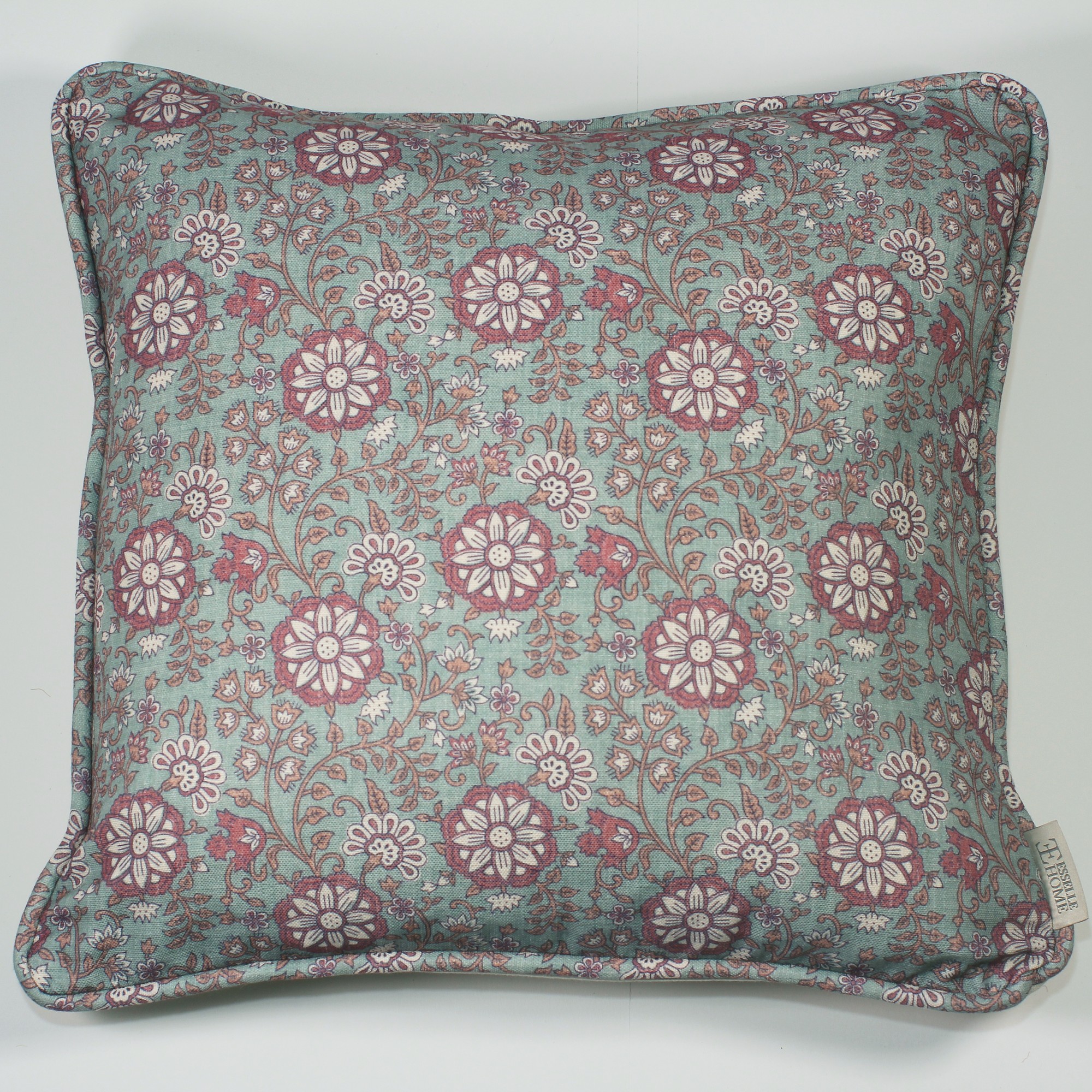 Lucien Trail Floral Botanical Cushion In Spice Pink Green